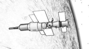 Almaz z zacumowanym Sojuzem -grafika własna